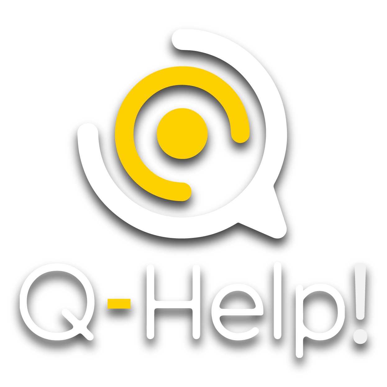 Logotipo Q-Help sombras vertical